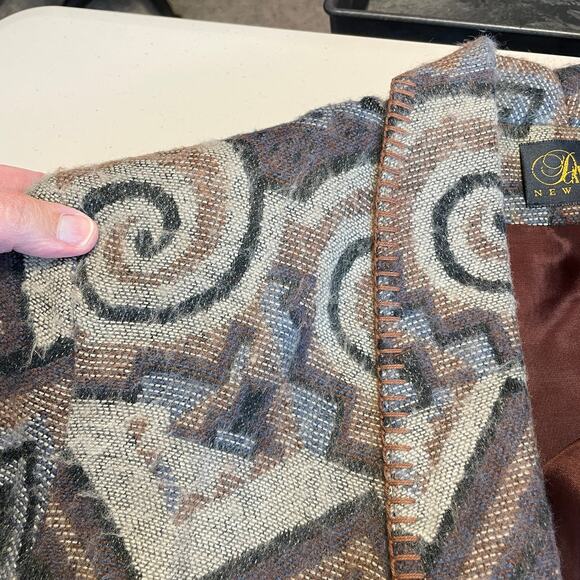 David Paul New York Vintage 80s Brown Aztec Ethnic Soft Flannel Retro Blazer M - Picture 11 of 13